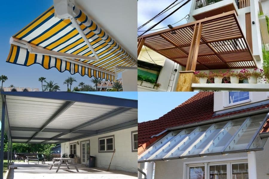 Các mẫu mái hiên phân loại theo chất liệu