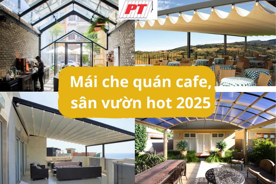 Mẫu mái che quán cà phê sân vườn 2025