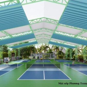 Mái che bạt xếp cho sân thể thao pickleball